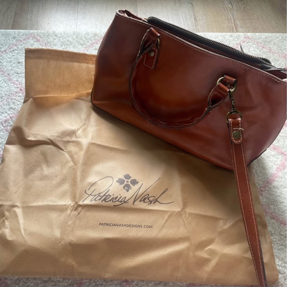 Patricia Nash Brown Leather Satchel with Structured Design